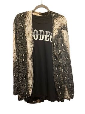 Lucky & Blessed Snake Print Open Cardigan - Black & Cream 2XL